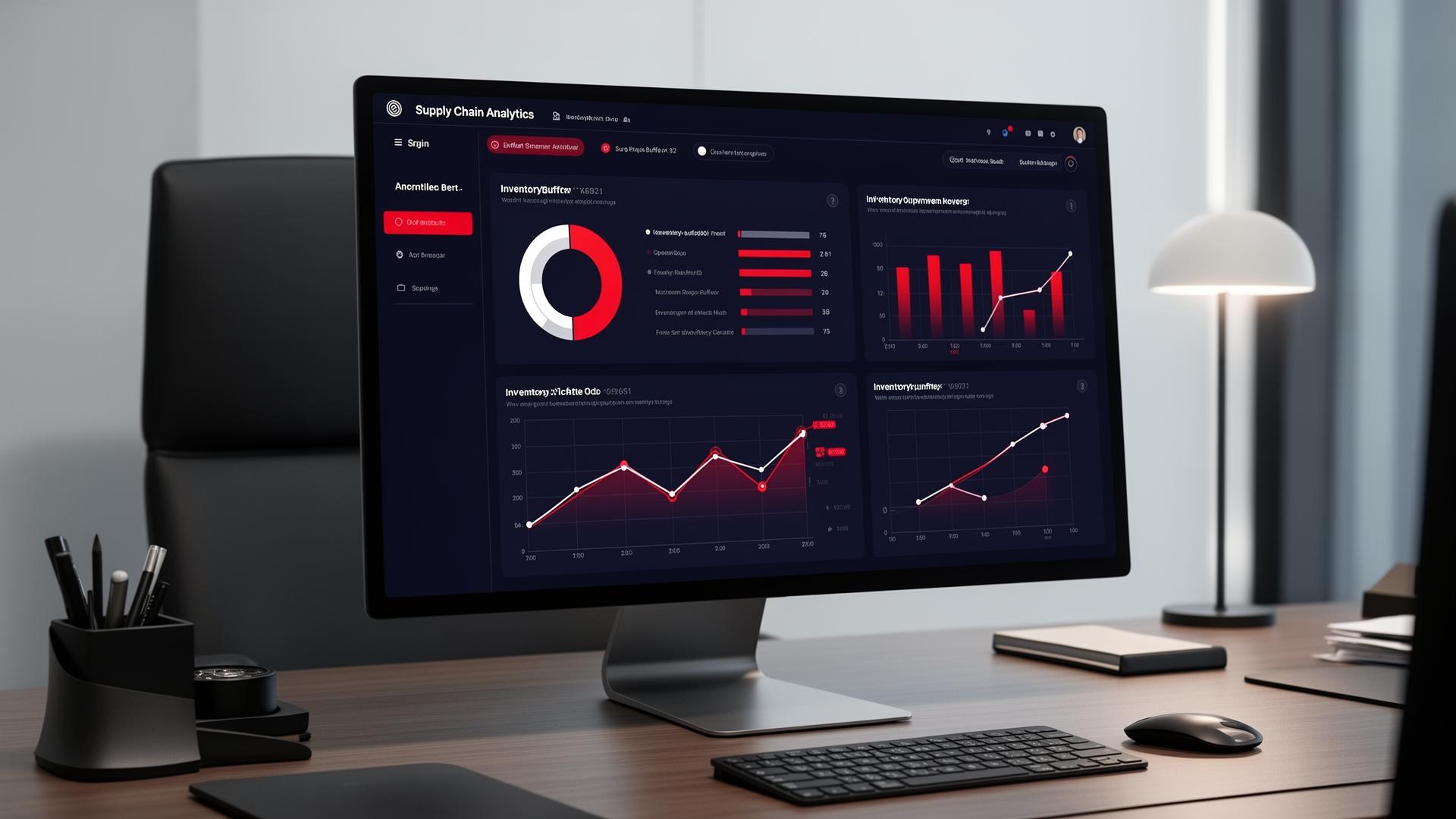 LOVIS Flow analytics dashboard on an executive workstation